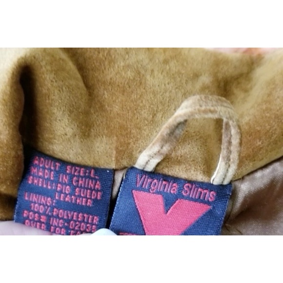 Virginia Slims Vintage 70s Rust Suede Jacket Pigskin Button-Up Size L - Picture 7 of 7